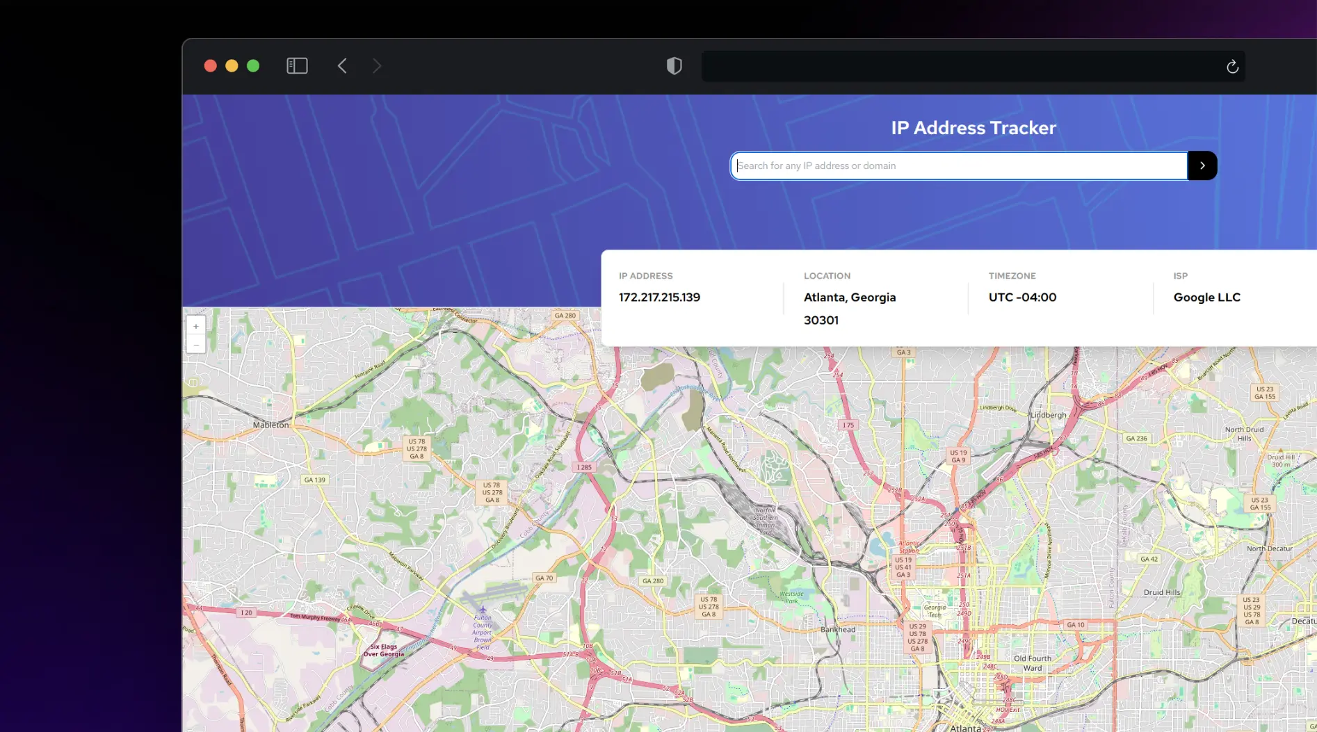 Imagen del proyecto IP Address Tracker